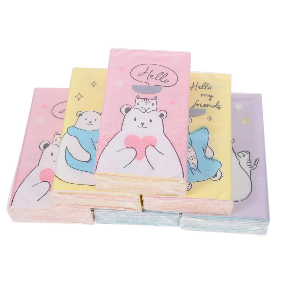 Beavorty 12packs Cartoon Printed Napkins Portable Tissue Paper for Parties and Daily Use Soft Absorbent Design Creative Patterns for Dining and Celebrations