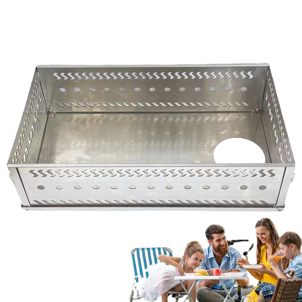 Sauna Stone Basket, Rustproof Stainless Steel Wood Burning Sauna Stove Stone Holder, Portable Foldable Outdoor Wood Stove Sauna Stone Basket, Charcoal Firebox Basket for Sauna