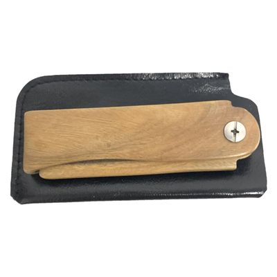 HAPINARY Wooden Beard Comb Folding Pocket Comb Set Black Leather Case Portable for Men Beard Care and Styling