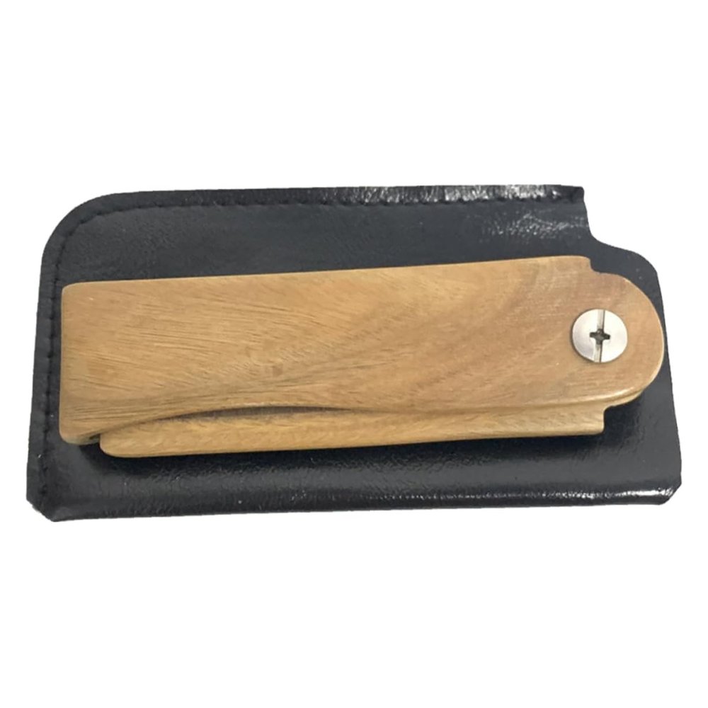 HAPINARY Wooden Beard Comb Folding Pocket Comb Set Black Leather Case Portable for Men Beard Care and Styling