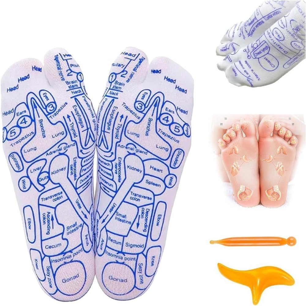 Serenity Steps Reflexology Socks Set,Reflexology Socks with Massage Tools,Acupressure Reflexology Foot Massage Socks,Pain Relief Acupuncture Socks,Soothing and Relaxing at Home (Women)