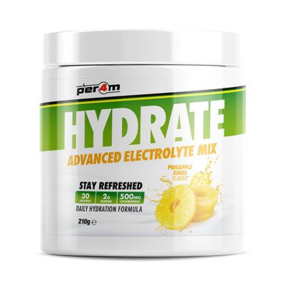 Per4m Hydrate Electrolyte Mix Powder | 500mg Cocomineral to Replenish Essential Electrolytes | Muscle Function, Cardiovascular Health, Neurological Support | 210g (Pineapple Rings)