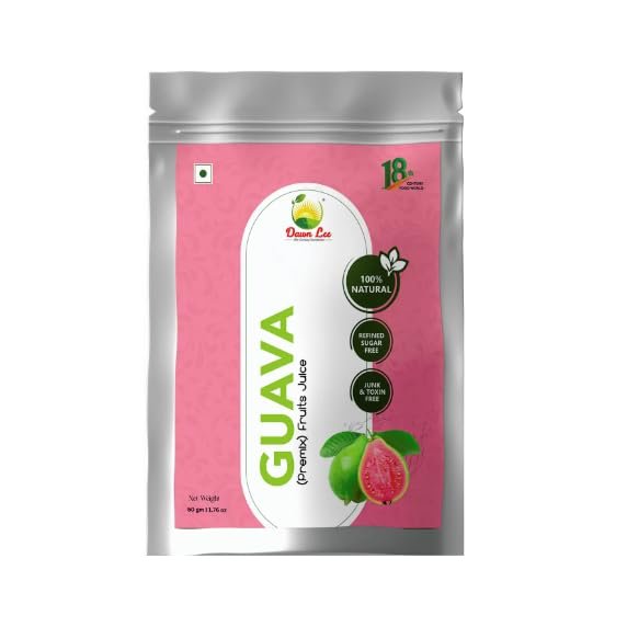 Dawn Lee Guava Premix- Fruit Juice- Guava Powder Desi Khand Rock Salt Instant Energy- Rich Multivitamins- Healthy Instant Drink- Fresh Juice- No Preservatives Gluten Free 500 GM