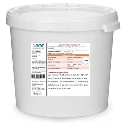20 kg Colourant E124 PONCEAU 4R: Acid Red 18, Cochineal Red A, Coccine New