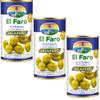 El Faro 3 x350g tins (3 x 150 Grams Drained ) Spanish Green Pitted Manzanilla Olives Picante Filled with hot Jalapeo Pepper Snack view 1