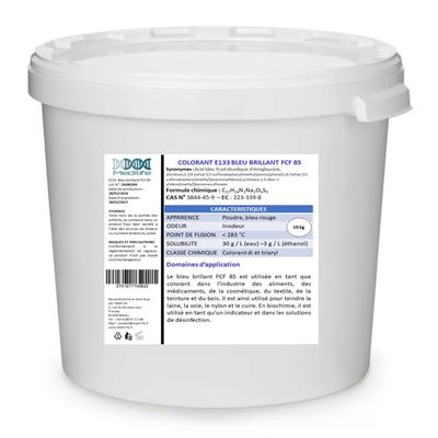 10 kg COLORANT E133 GLOSS BLUE FCF 85: Blue acid 9, erioglecuin disodium salt
