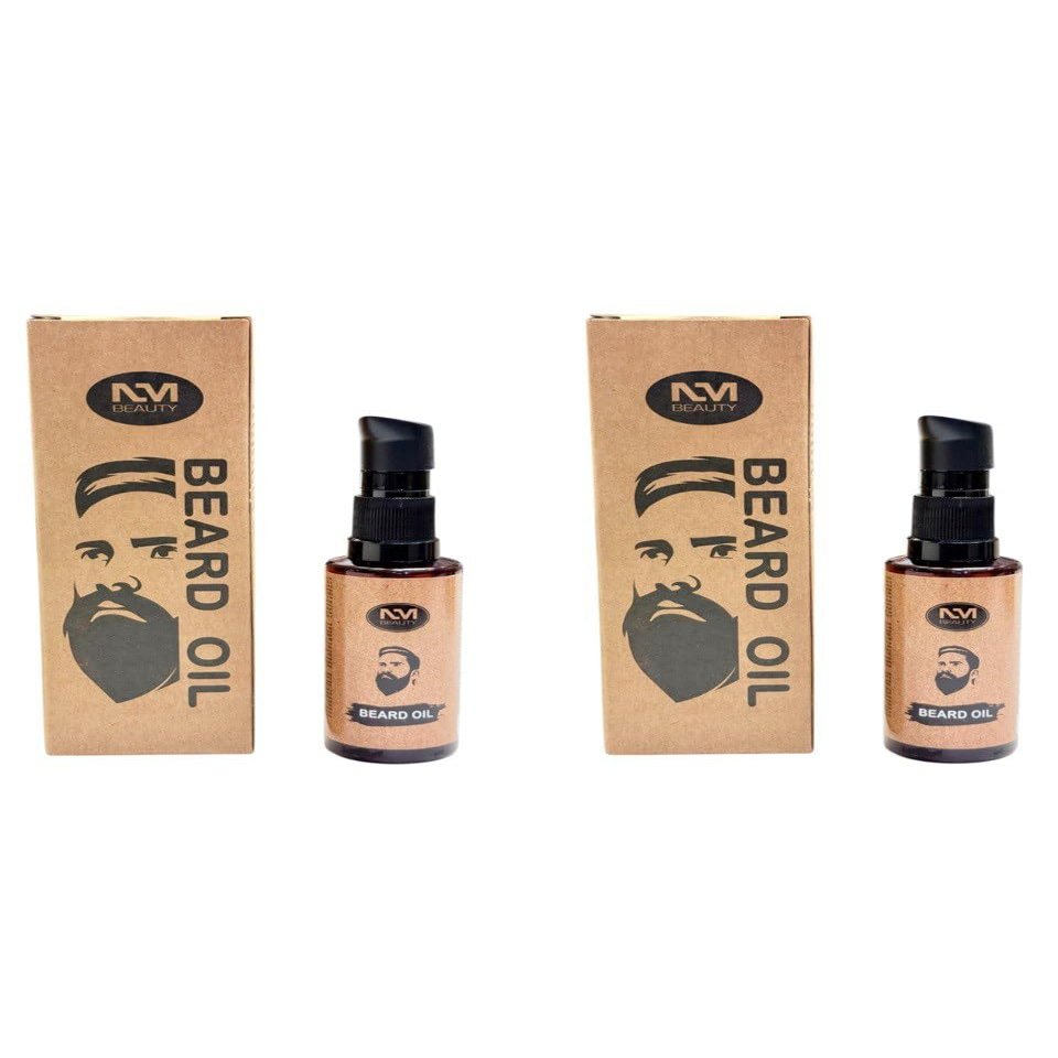 NM Beauty Professional Beard Oil 50ml, Light & Non-Greasy, Dry Conditions, For Brittle Beard Hairs & Nourishes Skin, Almond & Argan Oil- For Men, Pack of 2
