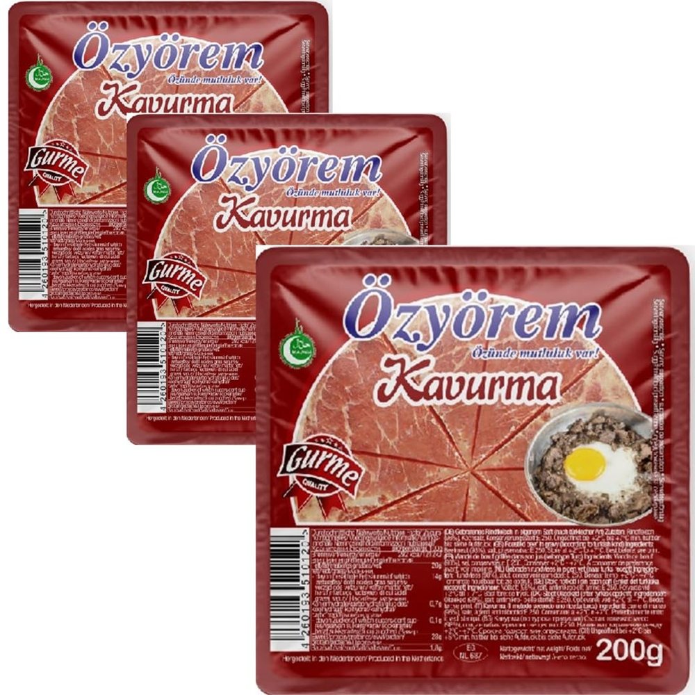 Ozyorem Gourmet Kavurma Meat Roasted Beef Meat 200 Gram x 3 Packs