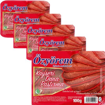 Ozyorem Kayseri Beef Pastrami Salami 100 Gram x 5 Packs
