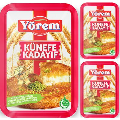 By Pufai Grocery, Kadaifi Pastry Threads Kataifi Fresh Kadayif Turkish style dessert kunefe kadayif 500 Gram x 3 Packs