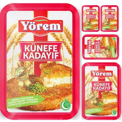 Yorem Pastry Threads Fresh Kadayif Turkish style dessert kunefe kadayif 500 Gram x 5 Packs