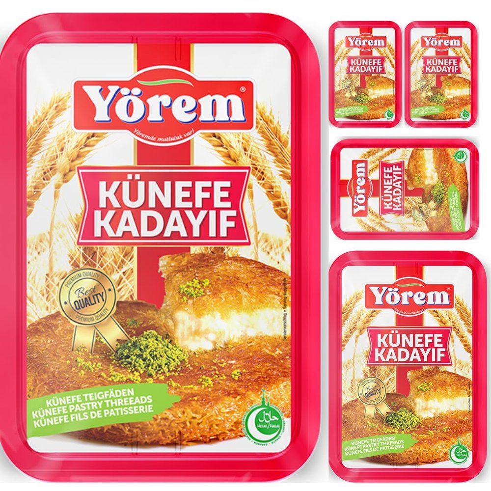 Yorem Pastry Threads Fresh Kadayif Turkish style dessert kunefe kadayif 500 Gram x 5 Packs