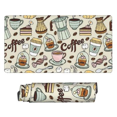 Coffee and Sweets Sugar Extra Large Rubber Keyboard Pad - 15.8x29.5in Ergonomic Mouse Pad for Gaming and Office Use