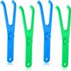 4Pcs Blue and Green Dental Floss Holder, Reusable Flosser Picks, Interdental Toothpick Flossers Reusable Floss Handle Holder for Oral Teeth Clearing, Adults and Kids Dental Tools Interdental Cleaning view 1