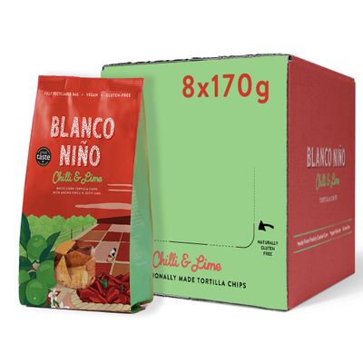 Blanco Nio - Traditional Tortilla Chips - Chilli & Lime - 8 x 170g