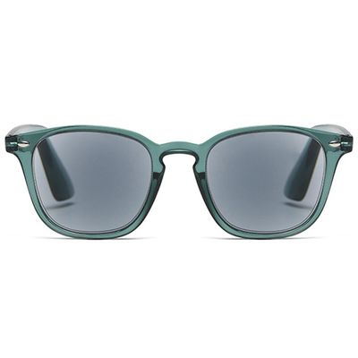 ABETOS Retro Reading Sunglasses Men Women Tinted Sun Readers Spring Hinges Anti Blue Light UV400 Protection Classic Vintage Outdoor Eyeglasses, Clear Green 1.0