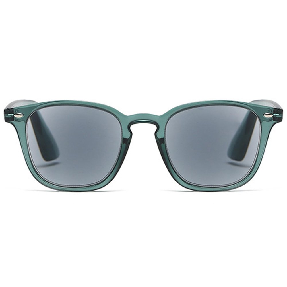 ABETOS Retro Reading Sunglasses Men Women Tinted Sun Readers Spring Hinges Anti Blue Light UV400 Protection Classic Vintage Outdoor Eyeglasses, Clear Green 1.0