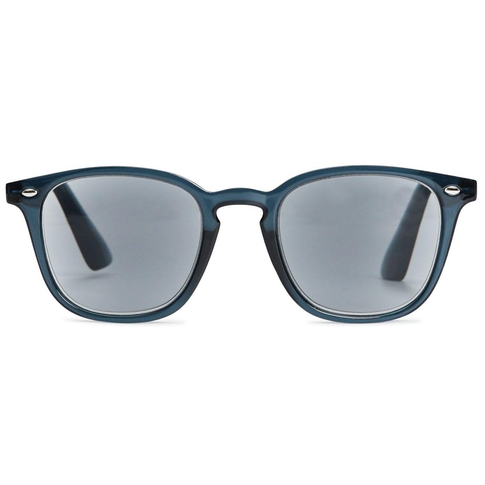 ABETOS Retro Reading Sunglasses Men Women Tinted Sun Readers Spring Hinges Anti Blue Light UV400 Protection Classic Vintage Outdoor Eyeglasses, Clear Blue 2.5