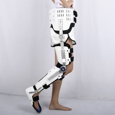 CHOLLAVO Knee Hip Support Brace, Hip Knee Ankle Foot Orthosis Leg Fracture, Hip Walking Fixed with Walking Boots Brace Knee Surgery Ligament Support, Universal Size (White Right)