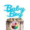 BABY BOY Baby Shower Pink Mirror Finish Cake Topper for Large Cake with Paper Stick view 1