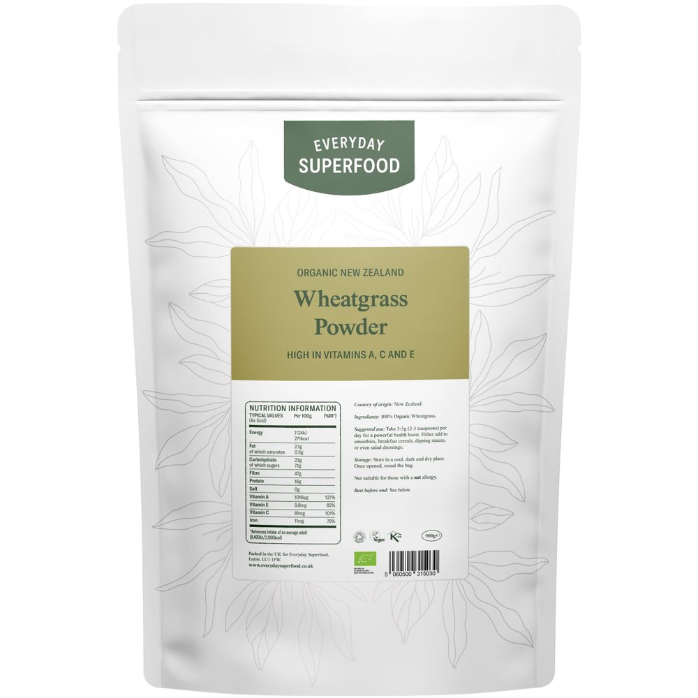 Everyday Superfood Organic Wheatgrass Powder 900g | Premium New Zealand Grown Wheat Grass | Green Juice Powder