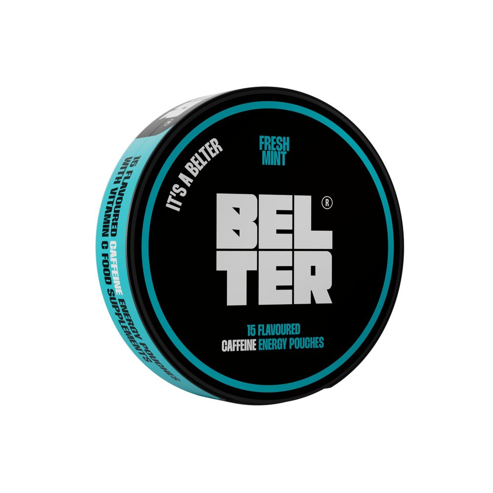 BELTER - Fresh Mint - Caffeine Pouches - 15 Count - Fast-Acting - Zero-Calorie Energy Boost - 80mg Caffeine Per Pouch - Ideal for Sports, Gym, Gaming, & Work - Alternative to Drinks & Gels