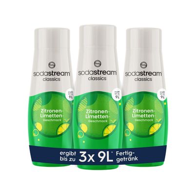 SodaStream Syrup 3 x Lemon Lime, 1 x Bottle Makes 9 Litres of Ready Drink, Prepared in Seconds and Always Fresh, 3 x 440 ml