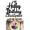 Personalised HAPPY BIRTHDAY Gold Mirror Finish Cake Topper for Large Cake with Transparent Stick view 2