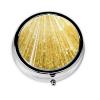 Gold Bling Print Round Pill Box,Portable Mini Metal Pill,Pill Box 3 Compartment Medicine Pill Case view 1