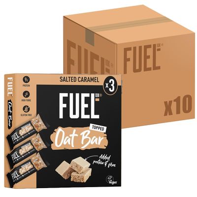 FUEL10K Salted Caramel Oat Bars, High in Protein & Fibre, 45 g (Pack of 10)