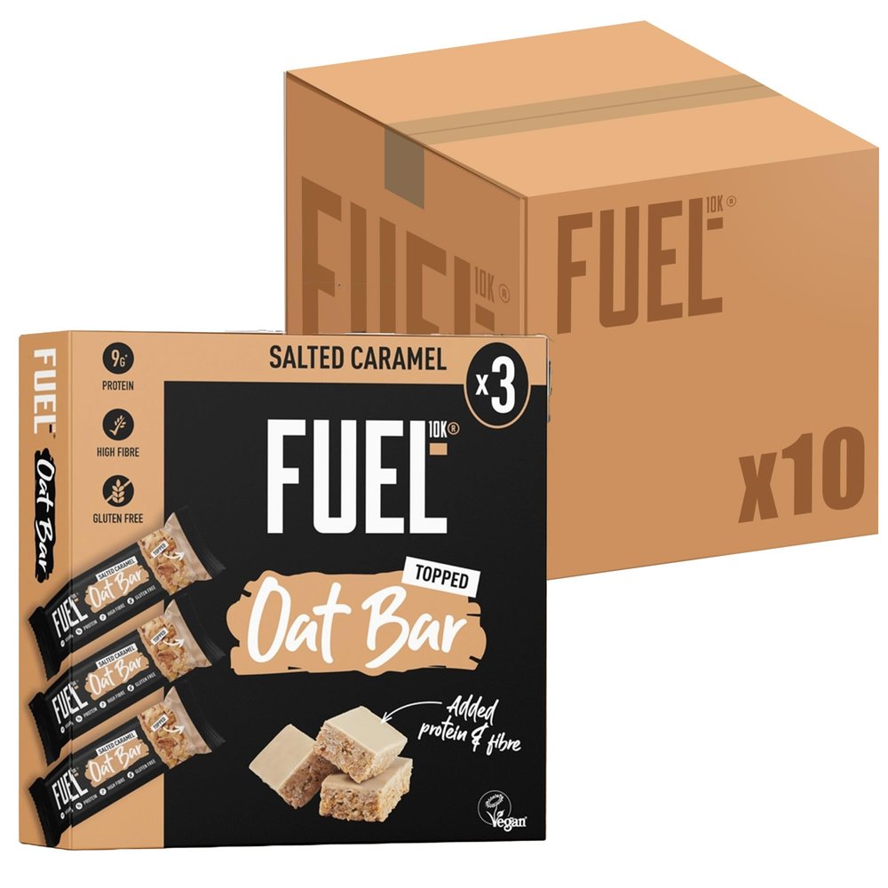 FUEL10K Salted Caramel Oat Bars, High in Protein & Fibre, 45 g (Pack of 10)