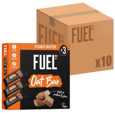 FUEL10K Peanut Butter Oat Bars, High in Protein & Fibre, 45 g (Pack of 10)