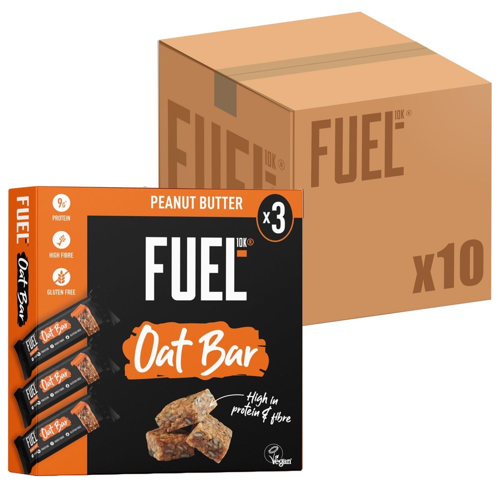 FUEL10K Peanut Butter Oat Bars, High in Protein & Fibre, 45 g (Pack of 10)