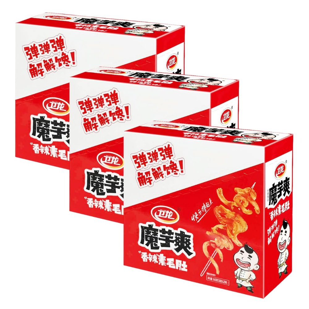 Wei Long Spicy Strips Snacks (18g*20pcs) 360g - Spicy Flavour (Pack of 3)