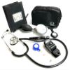 Aneroid Blood Pressure Sphygmomanometer Monitor, Stethoscope, Pen Light (Pen Torch), Tourniquet, Nurse Watch, Lanyard ID Card Holder - Starter Set (Black with Silicone Watch) view 1