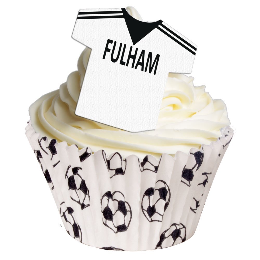 12 Edible T Shirt Decorations - Great for Fulham Fans - Perfectly pre-Cut Wafer just pop Them Out The Packaging and top Them on Your Cake - Pack of 12 - by CDA Products Ltd