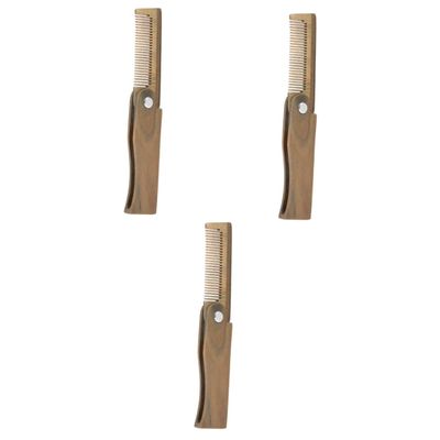 MAGICLULU 3pcs Beard Styling Tool Mini Pocket Wooden Comb Mustache Brush Men's Beard Care