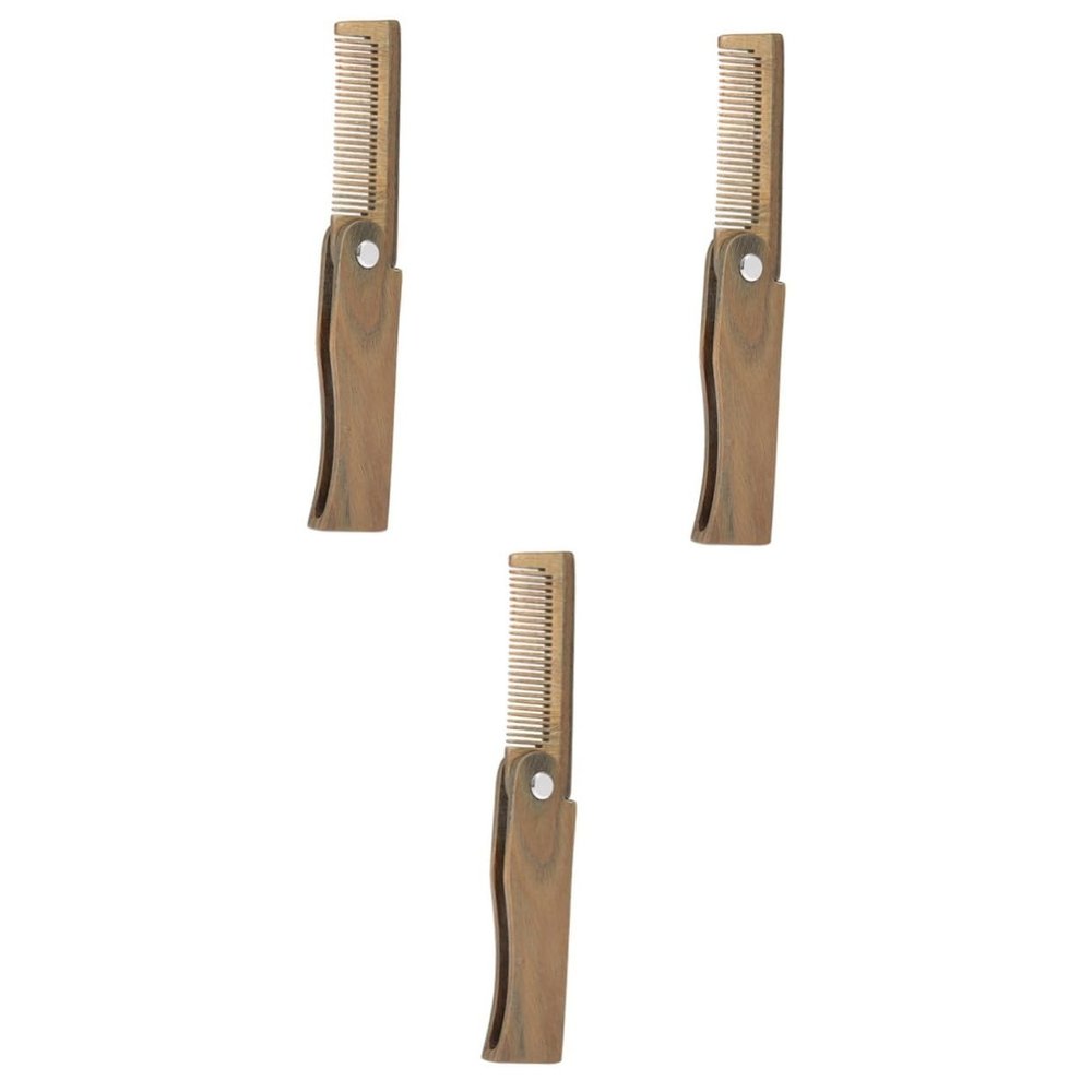MAGICLULU 3pcs Beard Styling Tool Mini Pocket Wooden Comb Mustache Brush Men's Beard Care