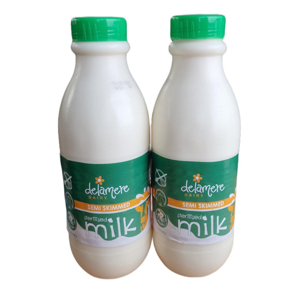 1L Delamere Dairy Sterilised Semi Skimmed Long Life Milk Plastic Bottle (2 x 1Litre)