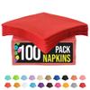 Party Solids Red Paper Napkins Everyday 100 Pcs 2 Ply 11.43cm x 11.43cm Red Dinner Napkins Bulk for Parties & Party Supplies view 1