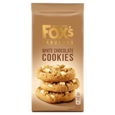 Fox's Fabulous cookie 180g, Three mix luxury varities of Milk, Triple & White chocolate Biscuits for special Occasions, Supreme gift to share with friends and family Snack Value Pack (3, white)