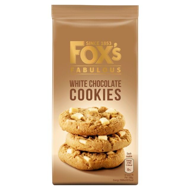 Fox's Fabulous cookie 180g, Three mix luxury varities of Milk, Triple & White chocolate Biscuits for special Occasions, Supreme gift to share with friends and family Snack Value Pack (4, white)