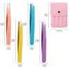 8Pcs Tweezers for Facial Hair Women Precision Tweezers Set for Ingrown Hair Remove and Lash Extension, Plucking Tweezers with Leather Case for Ladies Gifts view 2
