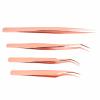 Eyelash Extension Tweezers Set, Precise Application, Versatile, Anti-Deformation, Ergonomic Professional Eyelash Extension Tweezers for Individuals (Rose Gold) view 2