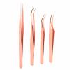 Eyelash Extension Tweezers Set, Precise Application, Versatile, Anti-Deformation, Ergonomic Professional Eyelash Extension Tweezers for Individuals (Rose Gold) view 4