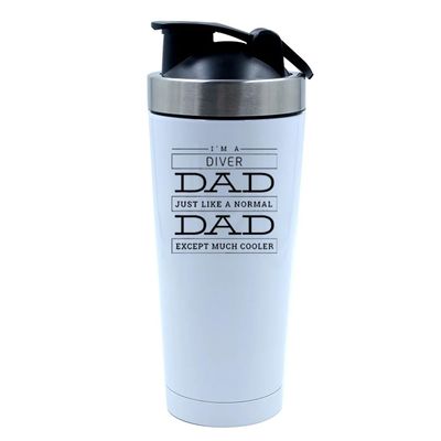 Father's Day Gift, I'M a Driver Dad, Gift For Daddy, 500ml Aluminium Shaker Bottle for Supplement Shakes - Easy Clean, Durable Cup. (White)