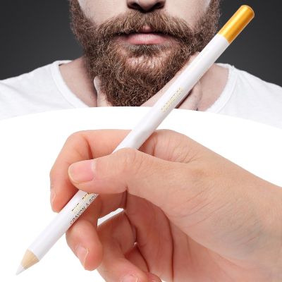 Beard Pencil Filler for Men Thick Beard Shaping Tool with Sharpener, Compact Design Beard Colouring for Men, Beard Liner Pen for Beard, Hairline and Beard Shaping (White)