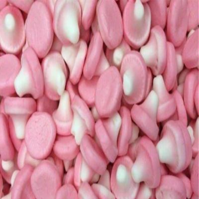 1kg Pink Strawberry Mushroom Foam Sweets Candy Pick & Mix Sweets Gummy Resealable Pouch Share Bag