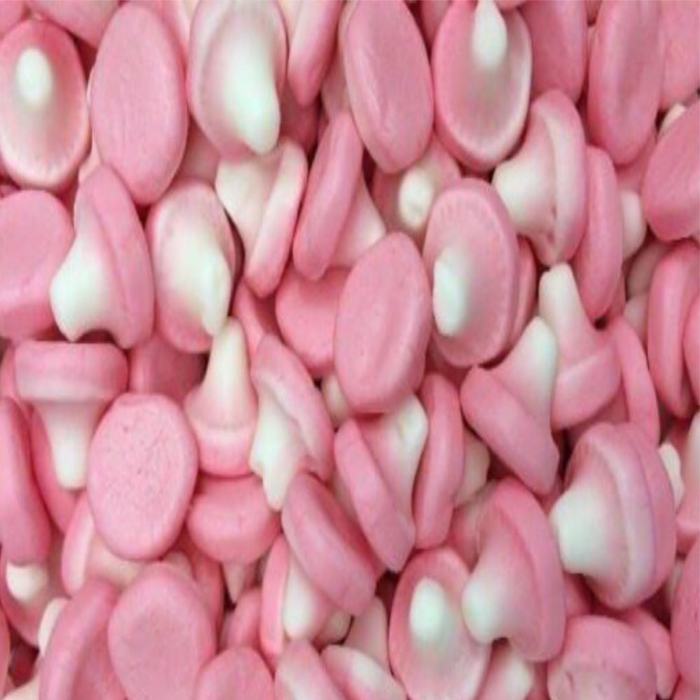 1kg Pink Strawberry Mushroom Foam Sweets Candy Pick & Mix Sweets Gummy Resealable Pouch Share Bag