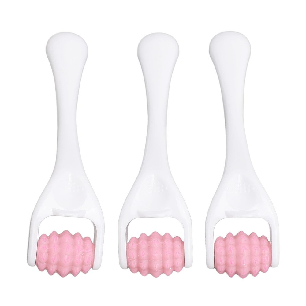 3pcs Face Muscle Massage Roller, Eye Facial Massage Roller, Lightweight and Portable for Travel Home (Pink)